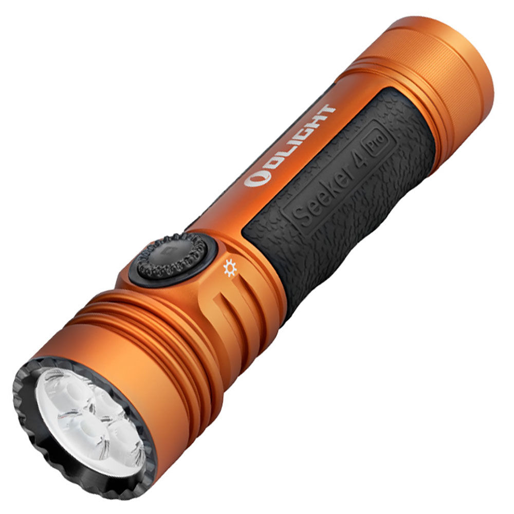 Olight Seeker 4 Pro Orange Flashlight – 4600 Lumens, Cool White LED